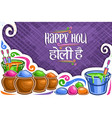 greeting card for holi festival vector image vector image
