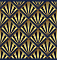 abstract art deco seamless blue and golden pattern vector image vector image
