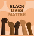black lives matter with fists design vector image vector image