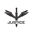justice sword wings logo icon design template vector image vector image