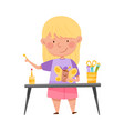 inventive girl engaged in upcycling reusing vector image