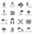 hosting service black icons set vector image