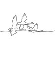 continuous one line drawing flying swans logo vector image