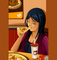 girl eating pizza vector image vector image