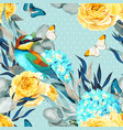 seamless pattern with birds and roses vector image vector image