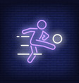 soccer player kicking ball on brick background vector image vector image