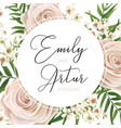 wedding floral watercolor style invite card design vector image vector image