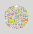 cute outline easter and spring icons vector image
