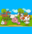 Cartoon farm animals group Royalty Free Vector Image