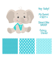 baby boy elephant design with seamless patterns vector image vector image