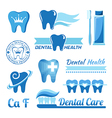 set of dental decorative elements vector image