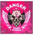 zombi apocalypse - emblem with skull on grunge vector image