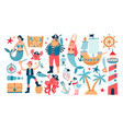 collection of adorable pirates sail ship vector image