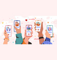 men and women communicate with online dating vector image vector image