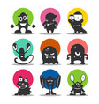 cute cartoon avatars and icons black monsters set vector image vector image