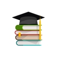 graduation cap on pile of books stacked vector image