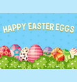happy easter day poster with colorful eggs vector image