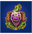 creepy horror evil clown head logo cartoon vector image vector image