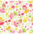 Seamless with fairies and flowers on Royalty Free Vector