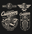 vintage monochrome motorcycle designs vector image