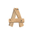 letter a wood board font plank and nails alphabet vector image vector image