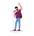 soloist karaoke singer sings in mic song record vector image