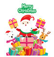 santa claus reindeer and polar bear with pile vector image