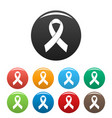 breast cancer awareness ribbon icons set vector image