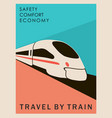 retro style poster travel train to create vector image