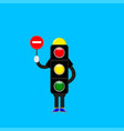 cartoon traffic light character design vector image vector image