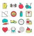 healthy lifestyle and diet of modern linear icons vector image