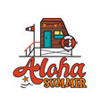poster with rescue tower on beach and aloha vector image