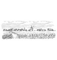 wheat village landscape farm and fields vector image vector image