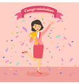 business woman winning a trophy vector image vector image