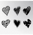 hearts hand drawn set isolated design elements vector image vector image