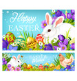 easter christian holiday greetings eggs and bunny vector image
