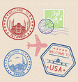 decorative colored welcome stamps and postal vector image