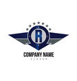 letter r shield logo vector image