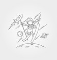 astronaut ski on space with planet and rocket vector image