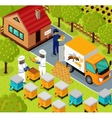 isometric honey bee apiary beekeeper design flat vector image