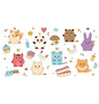kawaii animals patch sticker vector image