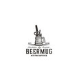 beer mug pen office tools vintage logo vector image