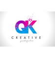 qk q k letter logo with shattered broken blue vector image