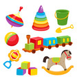 set of colorful cartoon style baby toys kid vector image