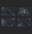 broken glass with cracks and hole from impact vector image