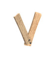 letter v wood board font plank and nails alphabet vector image vector image