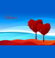 trees in the shape of red heart valentines day vector image