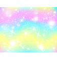 unicorn rainbow background holographic sky vector image
