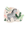 zebra in forest vector image vector image