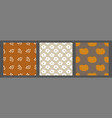 autumn harvest pumpkin seamless patterns set vector image
